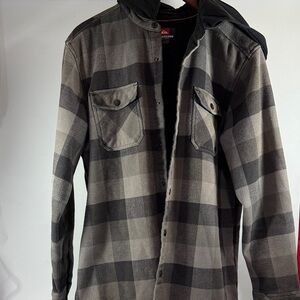 Quiksilver Men's Checkered Black and Gray Shirt Jacket